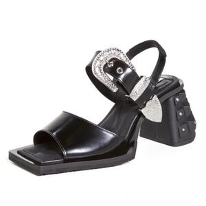 EYTYS Arizona Black leather crystal edgy sandals size 38